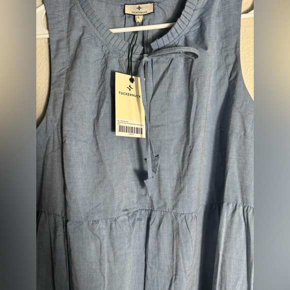 TNUCK BEACH Emerald Embroidered Chambray Salty Paloma Caftan size large - Picture 9 of 11